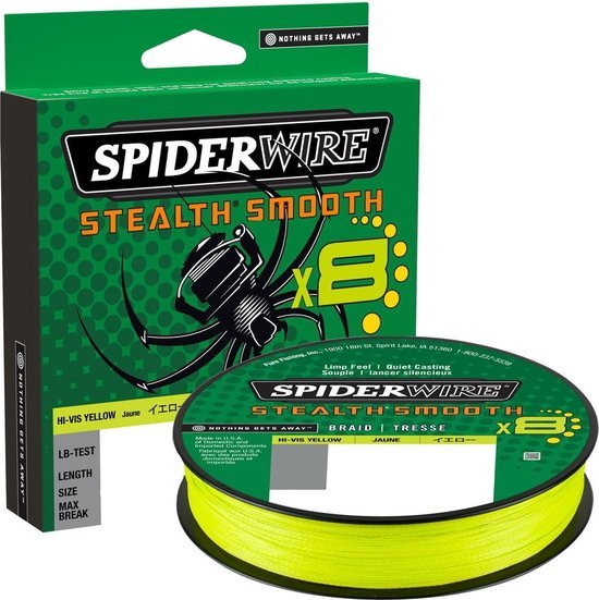 Spiderwire  stealth smooth x8  gevlochten lijn  0.7 mm geel